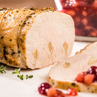 Herb Rubbed Pork Loin with Apple Cranberry Relish